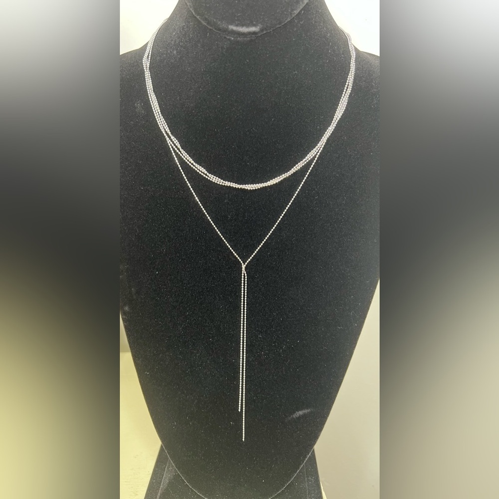 8 OTHER REASONS Silver Tone Layered Chain Tassel Drop Necklace